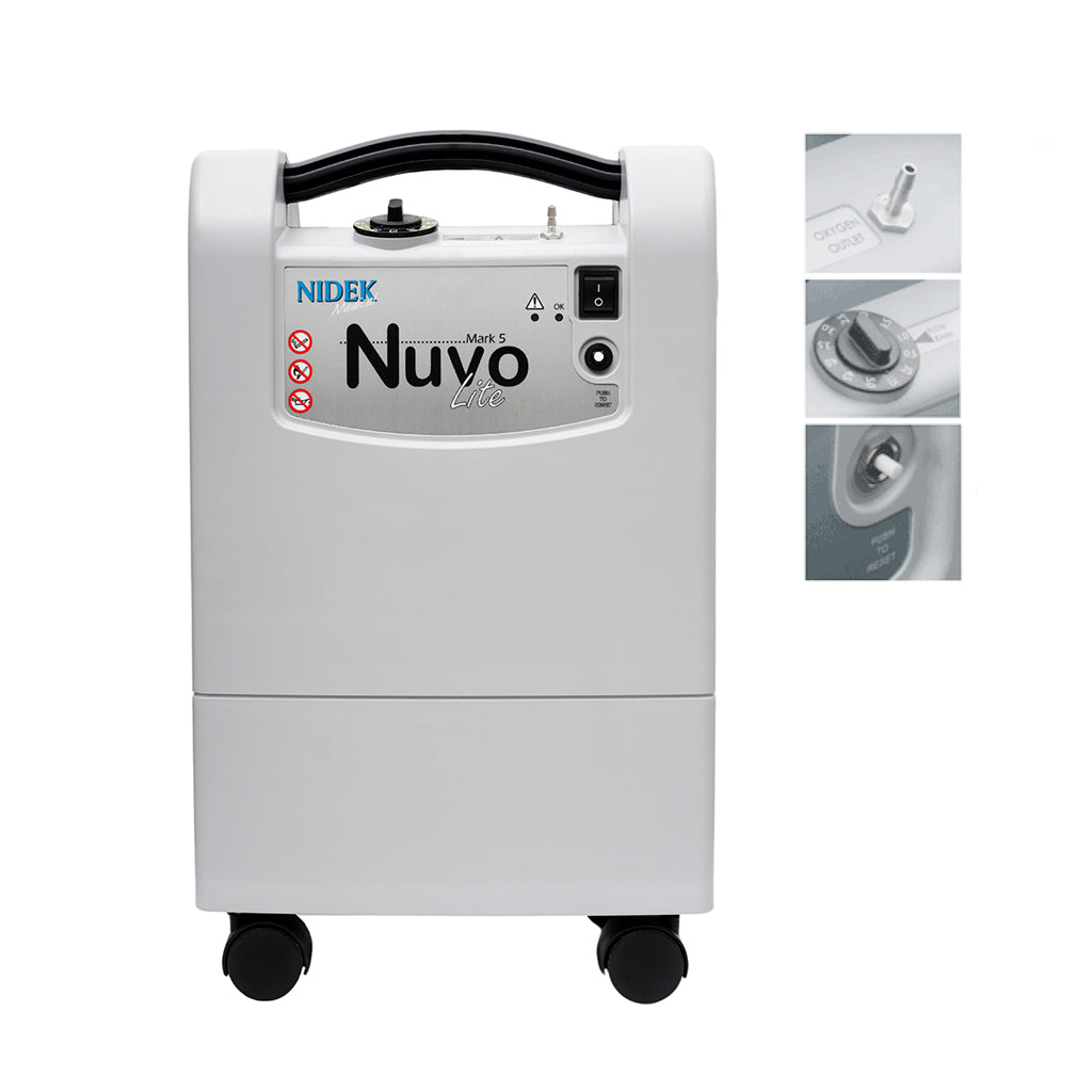 Nidek Nuvo oxygen concentrator on a white background