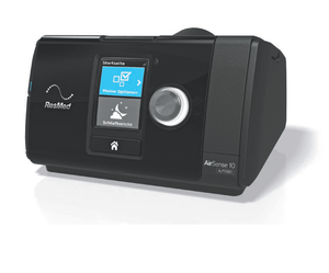 ResMed AirSense 10 CPAP machine on a white background